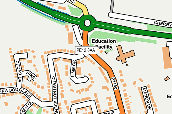 PE12 8AA map - OS OpenMap – Local (Ordnance Survey)