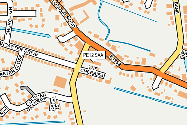 PE12 9AA map - OS OpenMap – Local (Ordnance Survey)