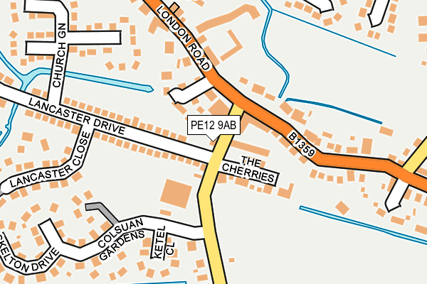 PE12 9AB map - OS OpenMap – Local (Ordnance Survey)