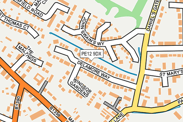 PE12 9DX map - OS OpenMap – Local (Ordnance Survey)