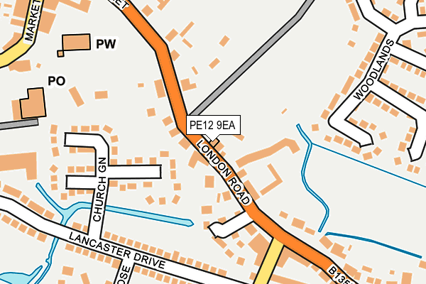 PE12 9EA map - OS OpenMap – Local (Ordnance Survey)