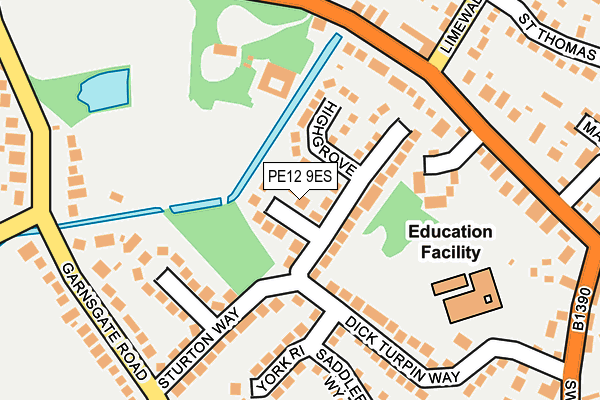 PE12 9ES map - OS OpenMap – Local (Ordnance Survey)