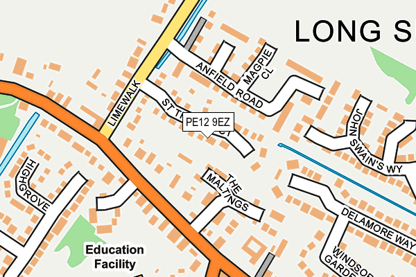 PE12 9EZ map - OS OpenMap – Local (Ordnance Survey)