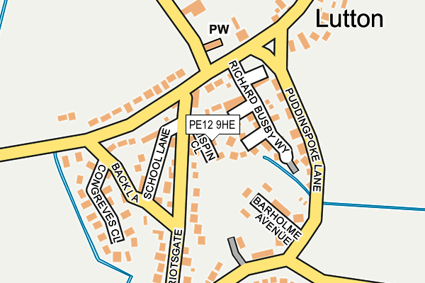 PE12 9HE map - OS OpenMap – Local (Ordnance Survey)