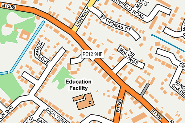 PE12 9HF map - OS OpenMap – Local (Ordnance Survey)