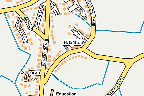 PE12 9HZ map - OS OpenMap – Local (Ordnance Survey)