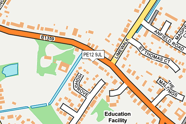 PE12 9JL map - OS OpenMap – Local (Ordnance Survey)