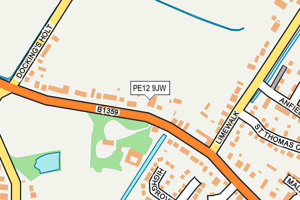 PE12 9JW map - OS OpenMap – Local (Ordnance Survey)