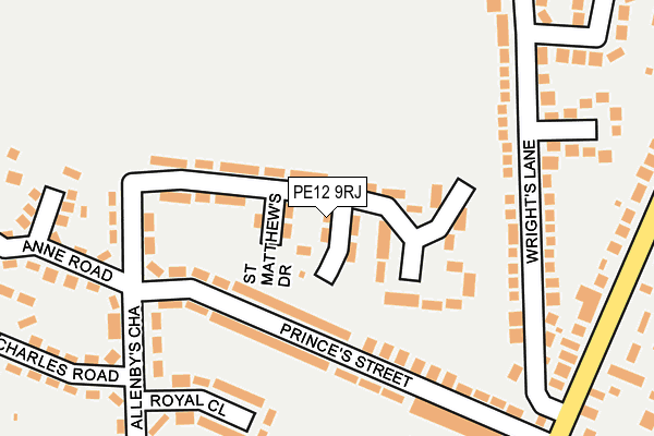 PE12 9RJ map - OS OpenMap – Local (Ordnance Survey)