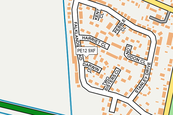 PE12 9XF map - OS OpenMap – Local (Ordnance Survey)