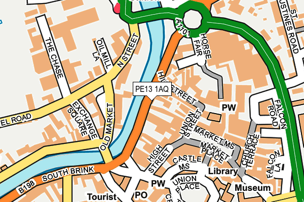 PE13 1AQ map - OS OpenMap – Local (Ordnance Survey)