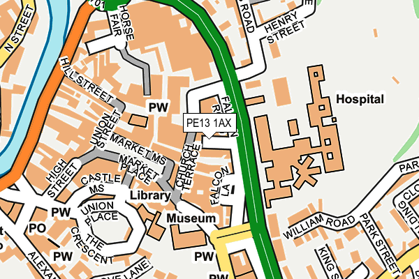 PE13 1AX map - OS OpenMap – Local (Ordnance Survey)