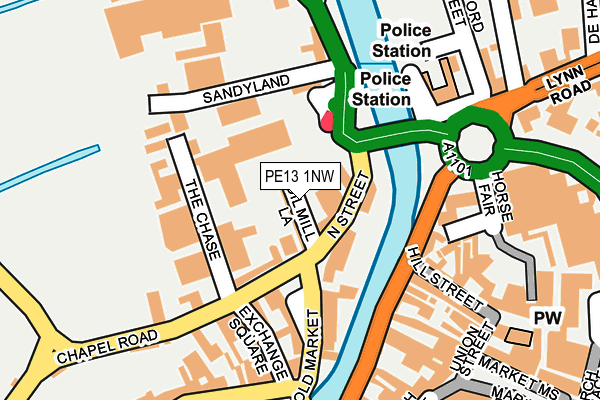 PE13 1NW map - OS OpenMap – Local (Ordnance Survey)