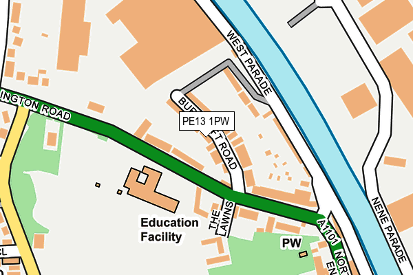 PE13 1PW map - OS OpenMap – Local (Ordnance Survey)