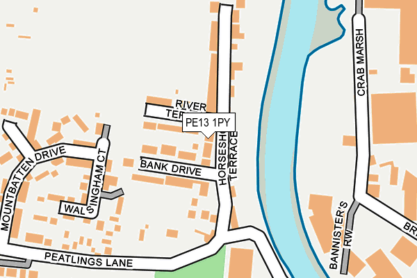 PE13 1PY map - OS OpenMap – Local (Ordnance Survey)