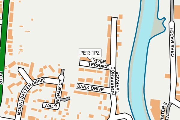 PE13 1PZ map - OS OpenMap – Local (Ordnance Survey)