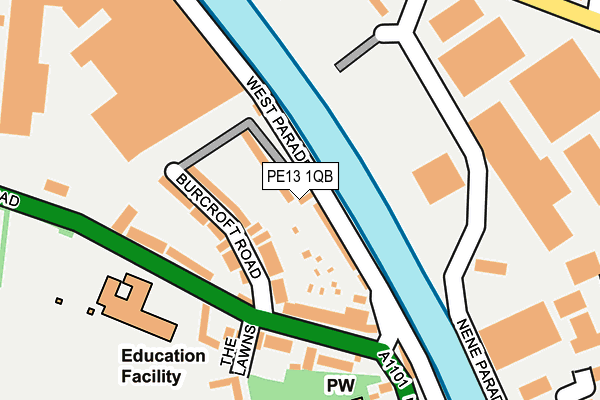 PE13 1QB map - OS OpenMap – Local (Ordnance Survey)