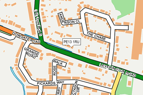 PE13 1RU map - OS OpenMap – Local (Ordnance Survey)