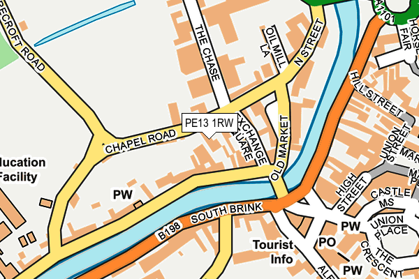 PE13 1RW map - OS OpenMap – Local (Ordnance Survey)
