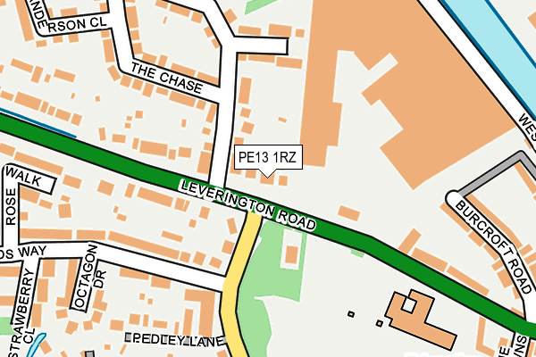 PE13 1RZ map - OS OpenMap – Local (Ordnance Survey)