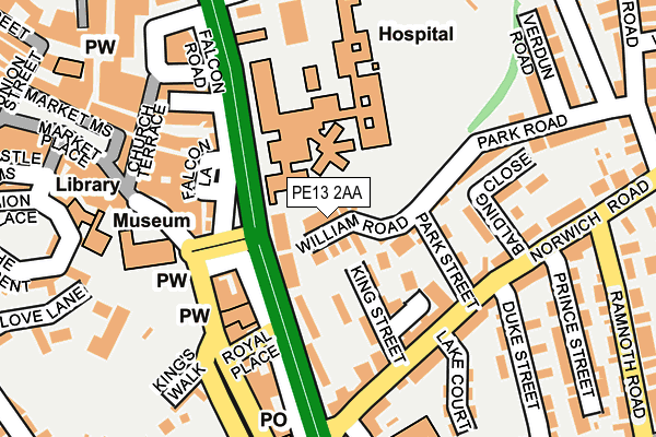 PE13 2AA map - OS OpenMap – Local (Ordnance Survey)