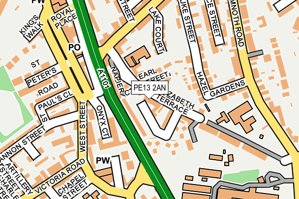 PE13 2AN map - OS OpenMap – Local (Ordnance Survey)