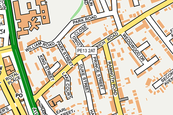 PE13 2AT map - OS OpenMap – Local (Ordnance Survey)