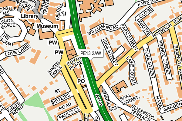 PE13 2AW map - OS OpenMap – Local (Ordnance Survey)