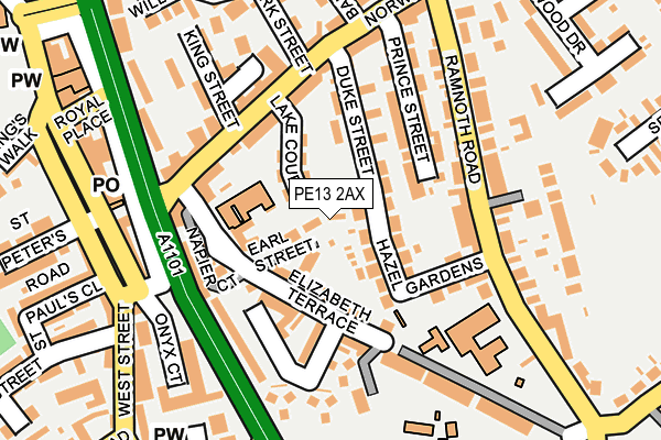 PE13 2AX map - OS OpenMap – Local (Ordnance Survey)