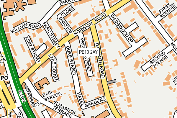 PE13 2AY map - OS OpenMap – Local (Ordnance Survey)