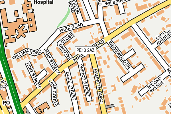 PE13 2AZ map - OS OpenMap – Local (Ordnance Survey)