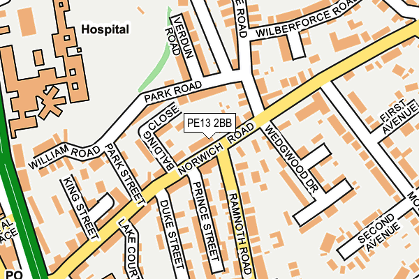 PE13 2BB map - OS OpenMap – Local (Ordnance Survey)