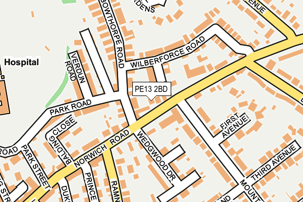 PE13 2BD map - OS OpenMap – Local (Ordnance Survey)