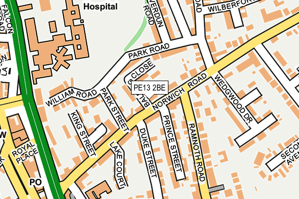 PE13 2BE map - OS OpenMap – Local (Ordnance Survey)