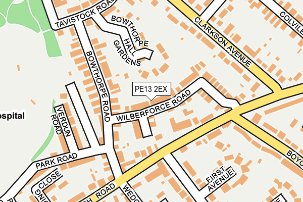 PE13 2EX map - OS OpenMap – Local (Ordnance Survey)