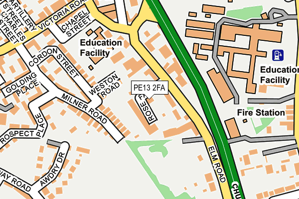 PE13 2FA map - OS OpenMap – Local (Ordnance Survey)