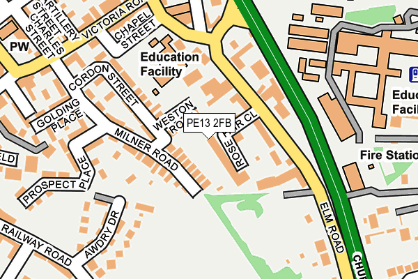 PE13 2FB map - OS OpenMap – Local (Ordnance Survey)