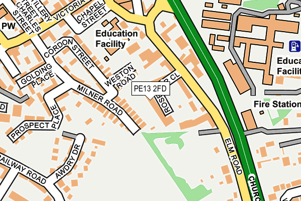 PE13 2FD map - OS OpenMap – Local (Ordnance Survey)