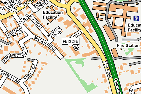 PE13 2FE map - OS OpenMap – Local (Ordnance Survey)