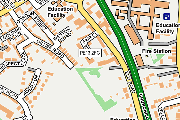 PE13 2FG map - OS OpenMap – Local (Ordnance Survey)