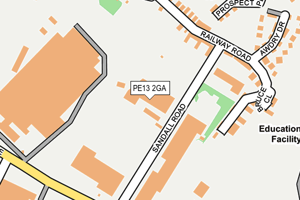 PE13 2GA map - OS OpenMap – Local (Ordnance Survey)