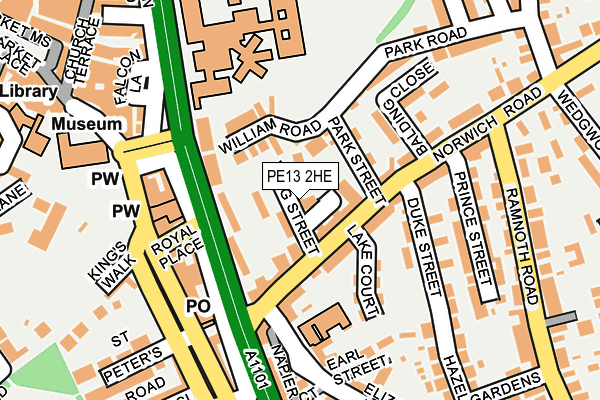 PE13 2HE map - OS OpenMap – Local (Ordnance Survey)