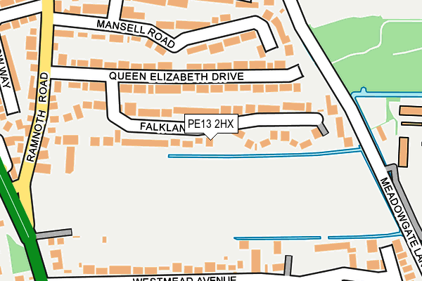 PE13 2HX map - OS OpenMap – Local (Ordnance Survey)