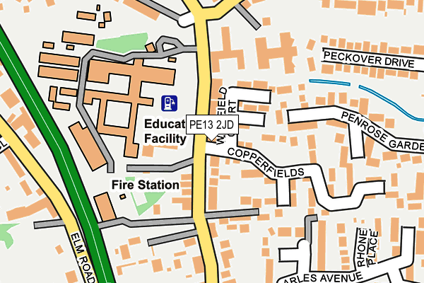 PE13 2JD map - OS OpenMap – Local (Ordnance Survey)