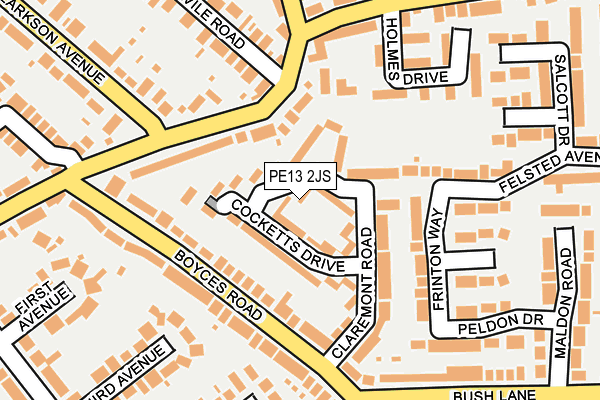 PE13 2JS map - OS OpenMap – Local (Ordnance Survey)