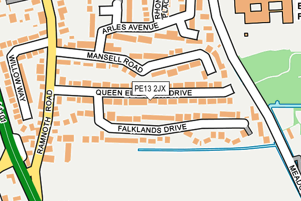 PE13 2JX map - OS OpenMap – Local (Ordnance Survey)