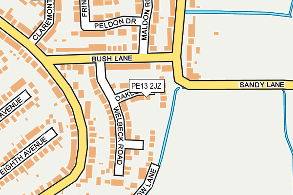 PE13 2JZ map - OS OpenMap – Local (Ordnance Survey)