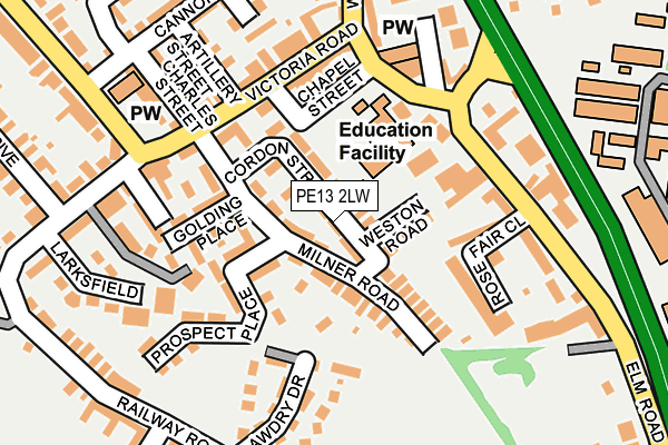 PE13 2LW map - OS OpenMap – Local (Ordnance Survey)