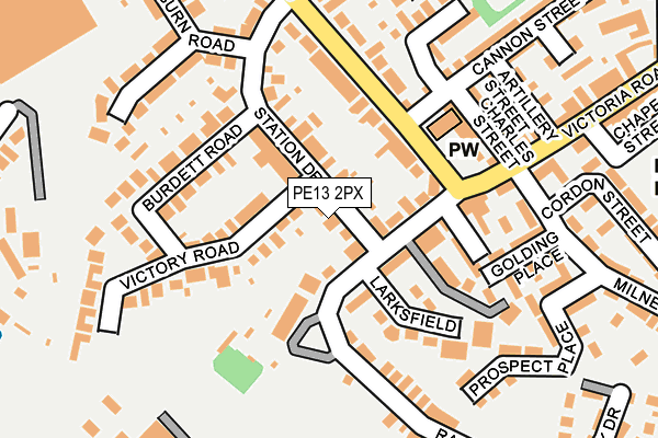PE13 2PX map - OS OpenMap – Local (Ordnance Survey)