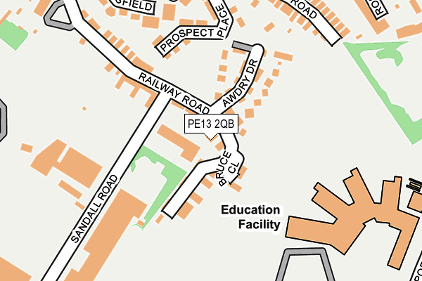 PE13 2QB map - OS OpenMap – Local (Ordnance Survey)
